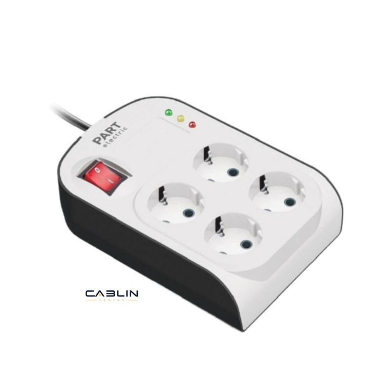 محافظ چهار خانه ارت دار با کلید و کابل ۱/۸ آنالوگ کامپیوتر پارت الکتریک (کد8791)
